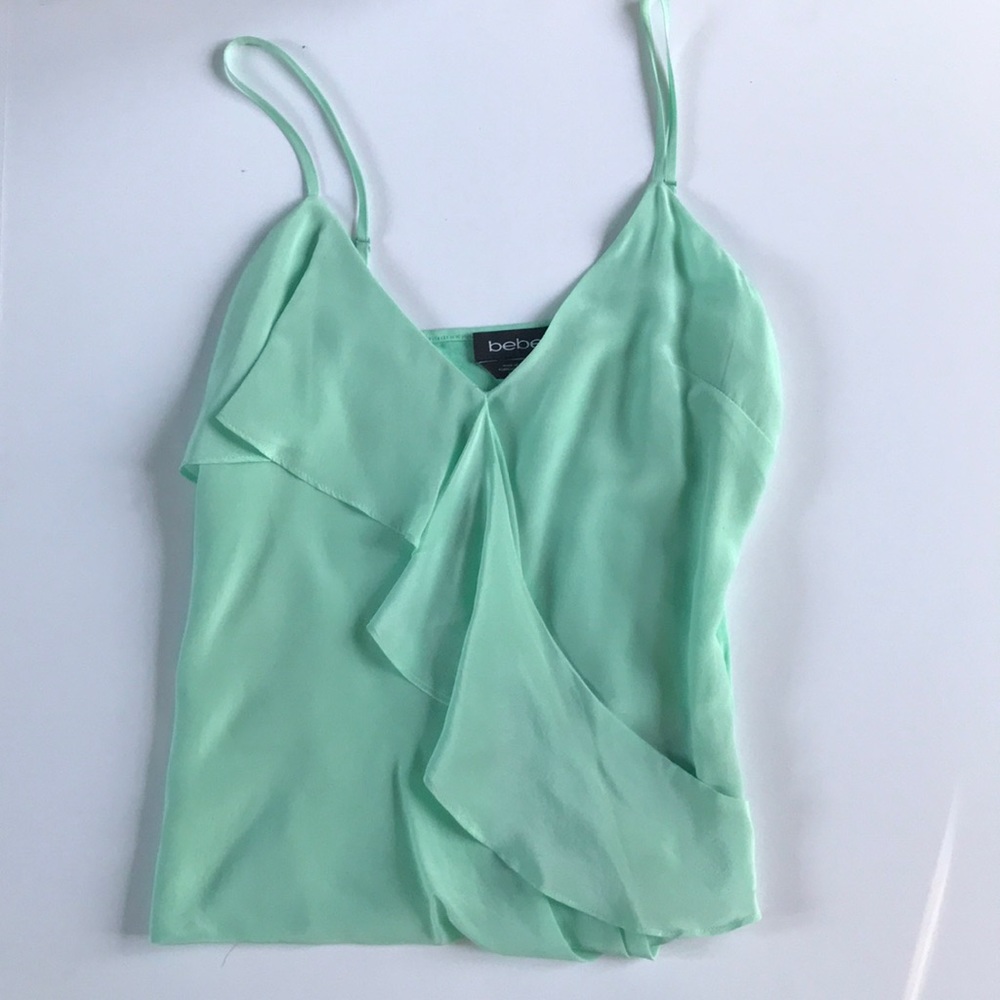 Bebe Seafoam Green Ruffle Cami
